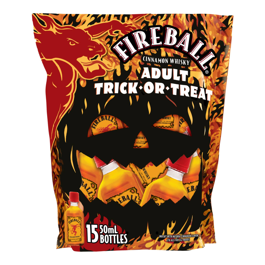 Fireball Cinnamon Whisky Halloween Adult Trick-or-Treat Bag 15 Pack 50ml Bottles 42 Proof