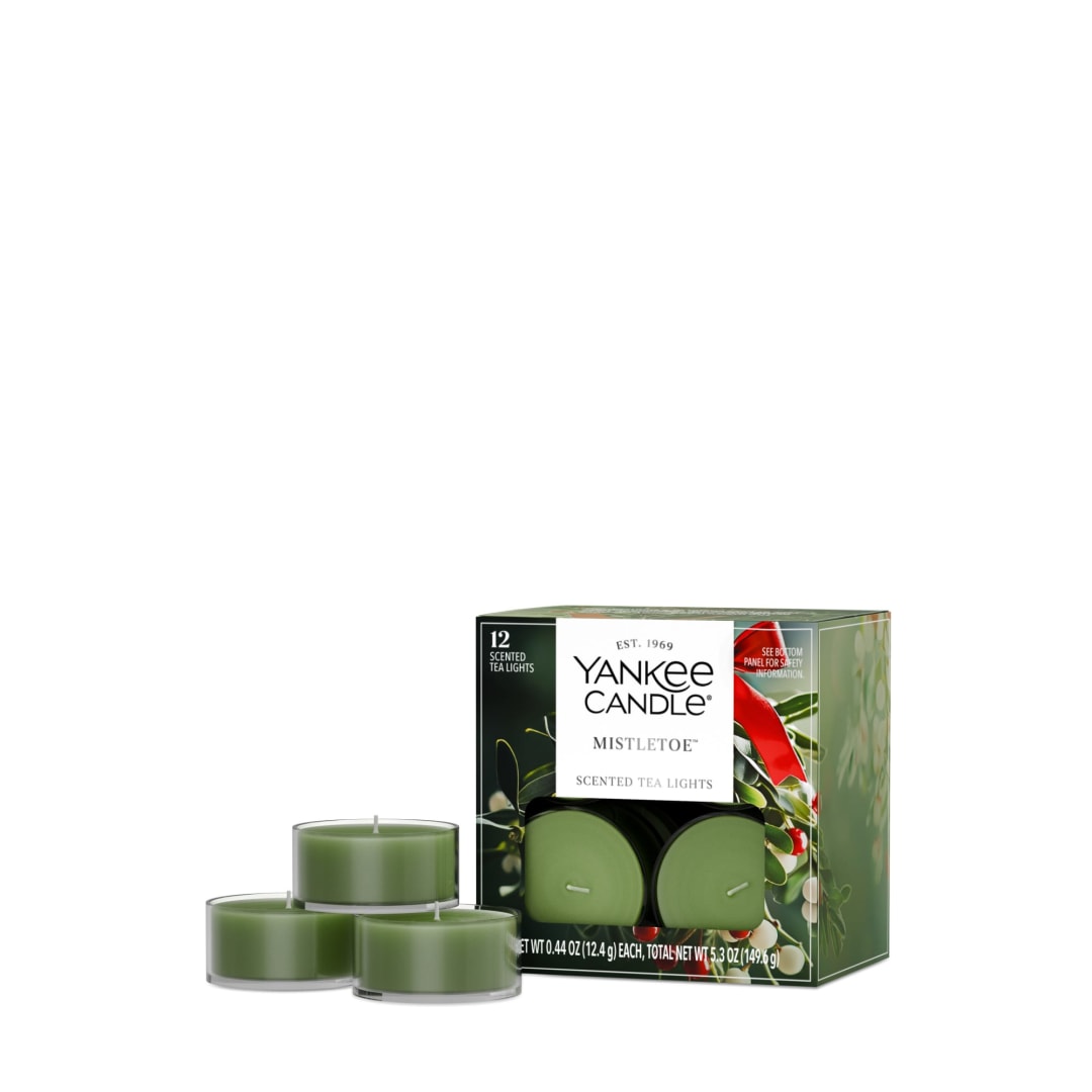 Yankee Candle Scented Tea Light Candles, 12-Pack, Mistletoe Mini Candles