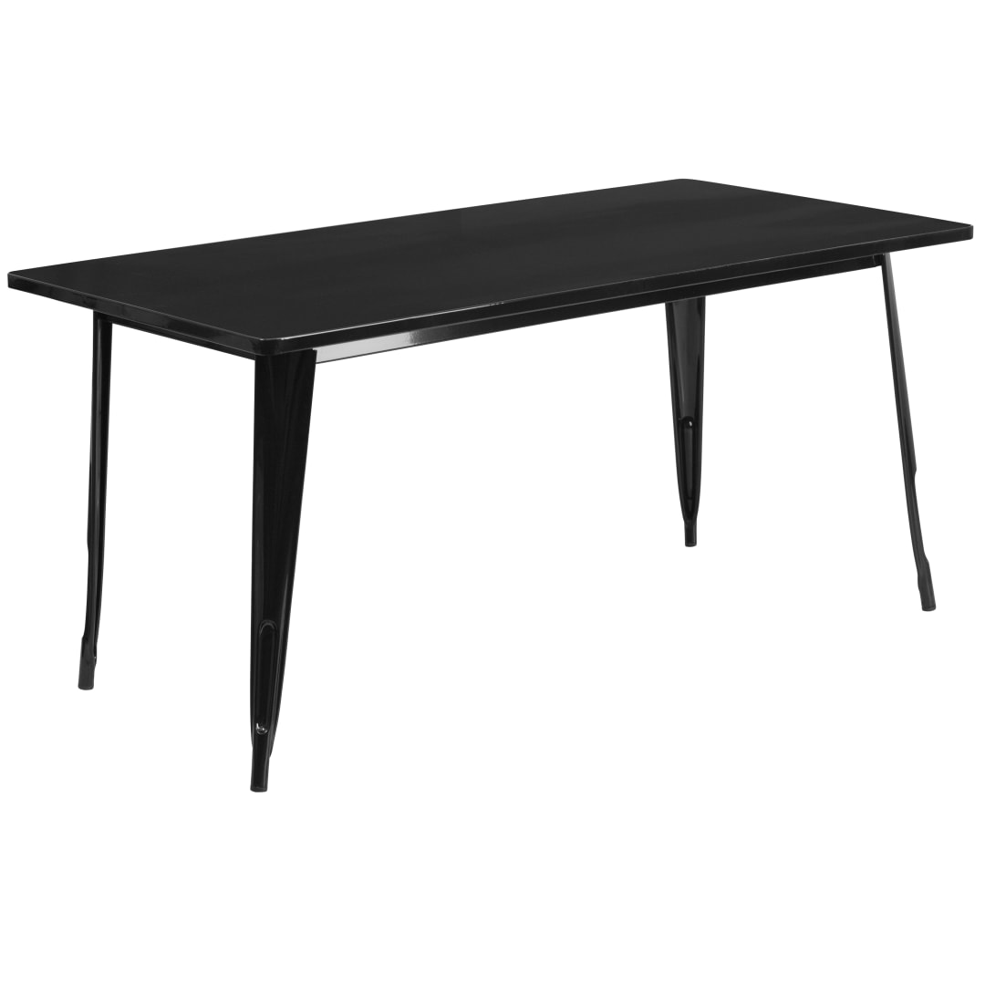 Charis Commercial Grade 31.5" x 63" Rectangular Black Metal Indoor-Outdoor Table