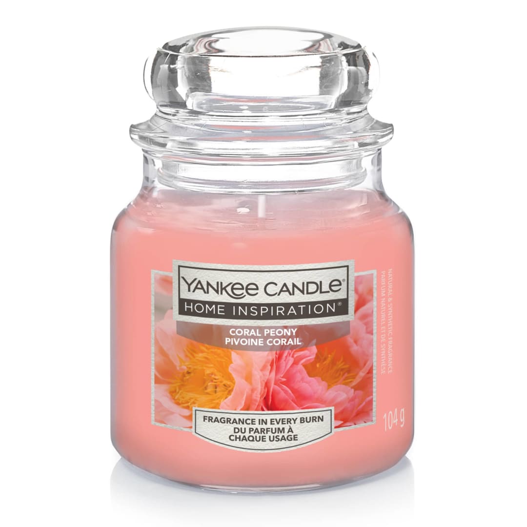 Yankee Candle® Home Inspiration Scented Candle | Coral Peony Small Jar Candle | Burn Time: Up to 30 Hours