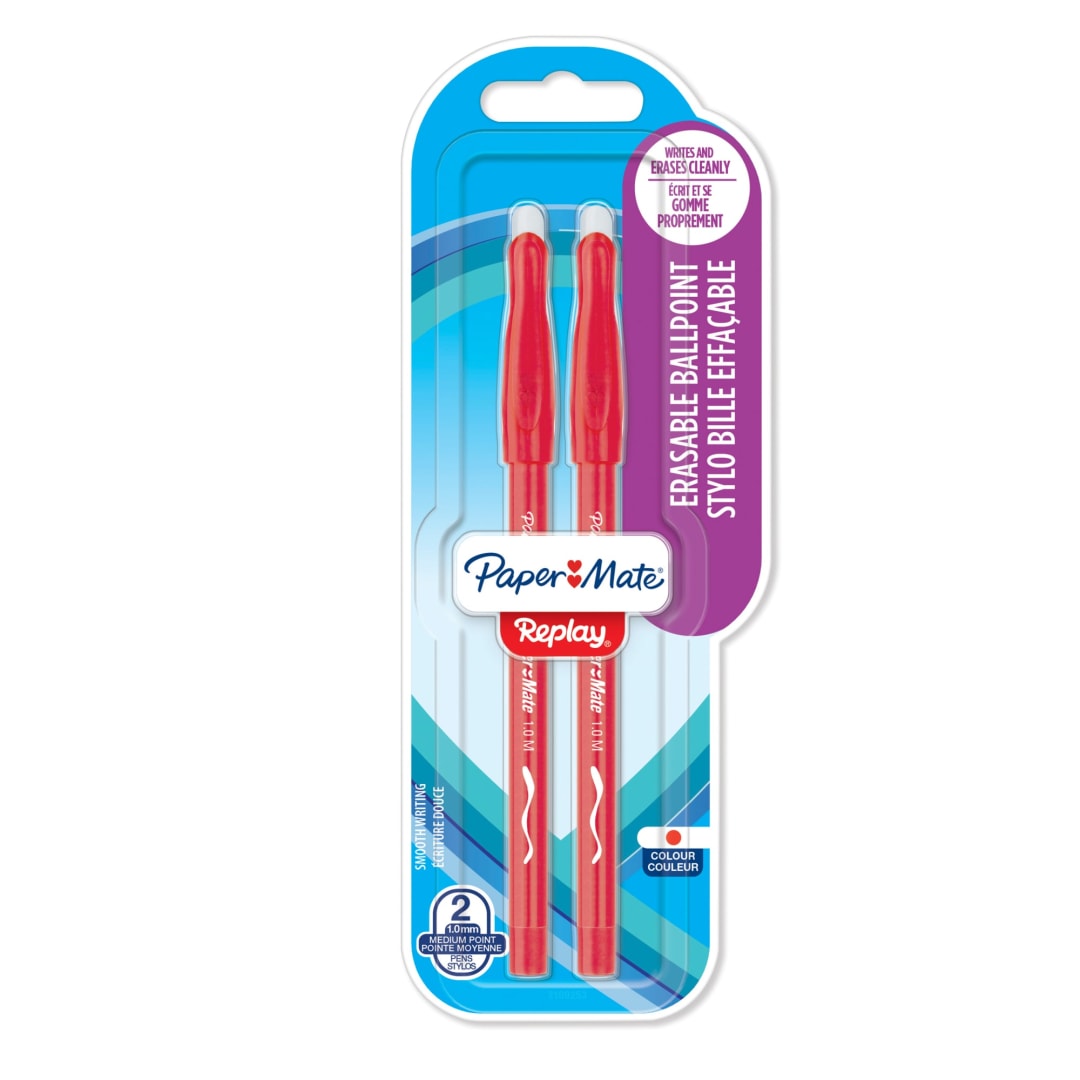 Paper Mate® Replay Erasable Ballpoint Pen | Medium Point (1.0mm) | Red | 2 Count
