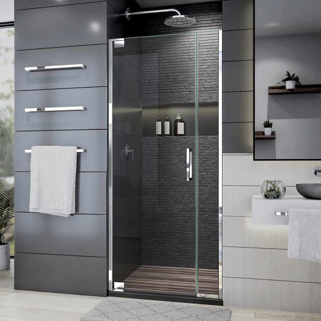 DreamLine Elegance Plus 30 - 30 3/4 inch W x 72 inch H Frameless Pivot Shower Door in Chrome