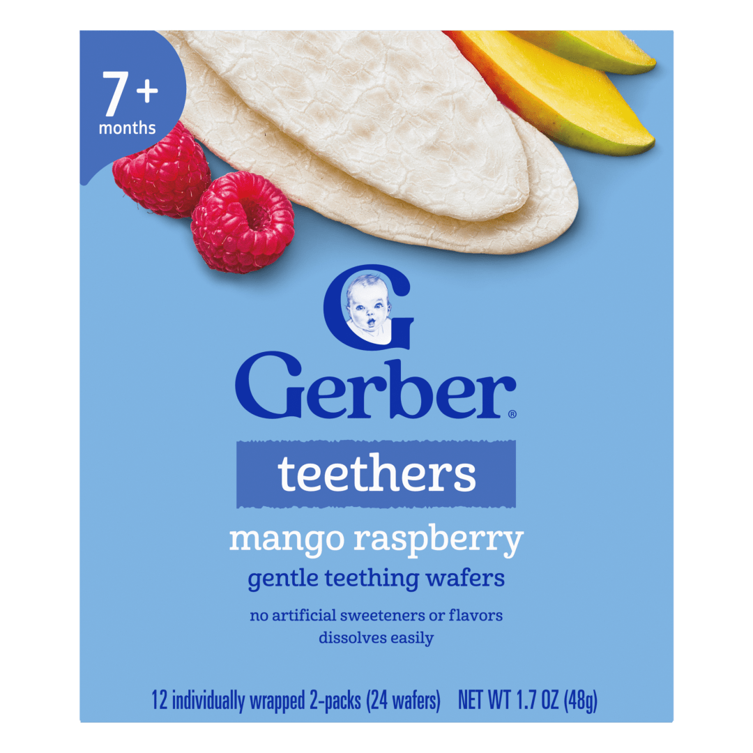 Gerber Teethers, Mango Raspberry Gentle Teething Wafers, Baby Teething Snacks
