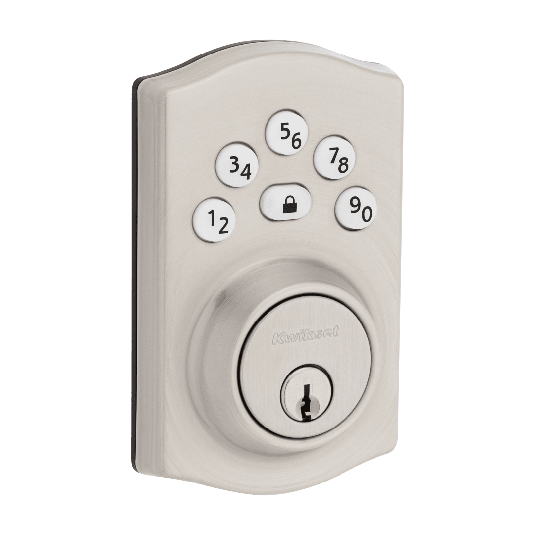 Kwikset Powerbolt 240 5-Button Keypad Satin Nickel Traditional Electronic Deadbolt Door Lock