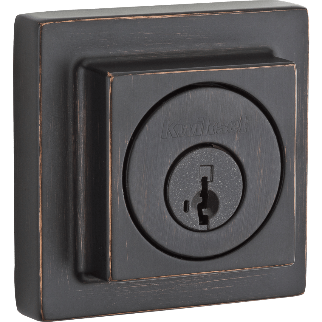 993 Contemporary Square Deadbolt, Keyed One Side, featuring SmartKey Security™ in Venetian Bronze