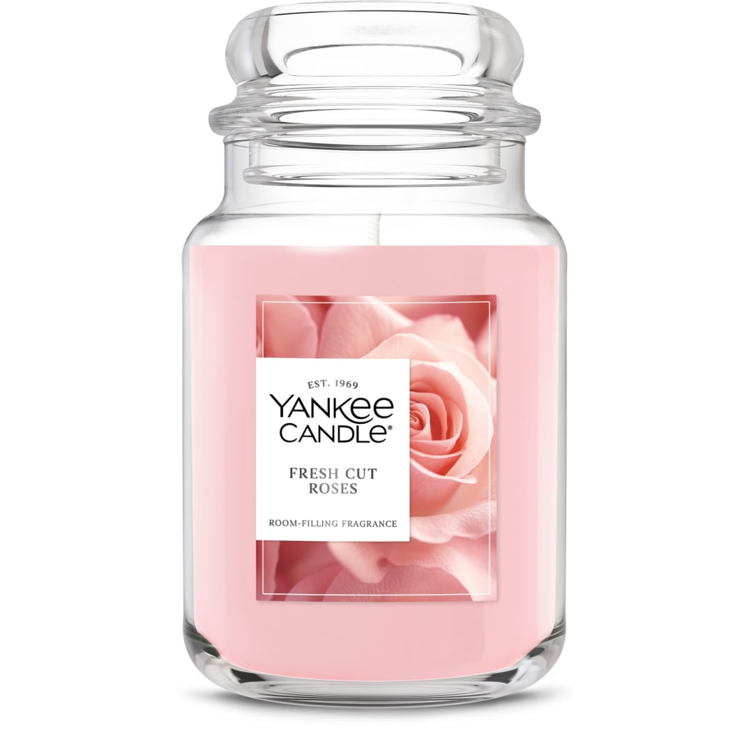Yankee Candle® Fresh Cut Roses Scented Candle, 22oz Large Jar with up to 150 Hour Burn Time, Great for gifting