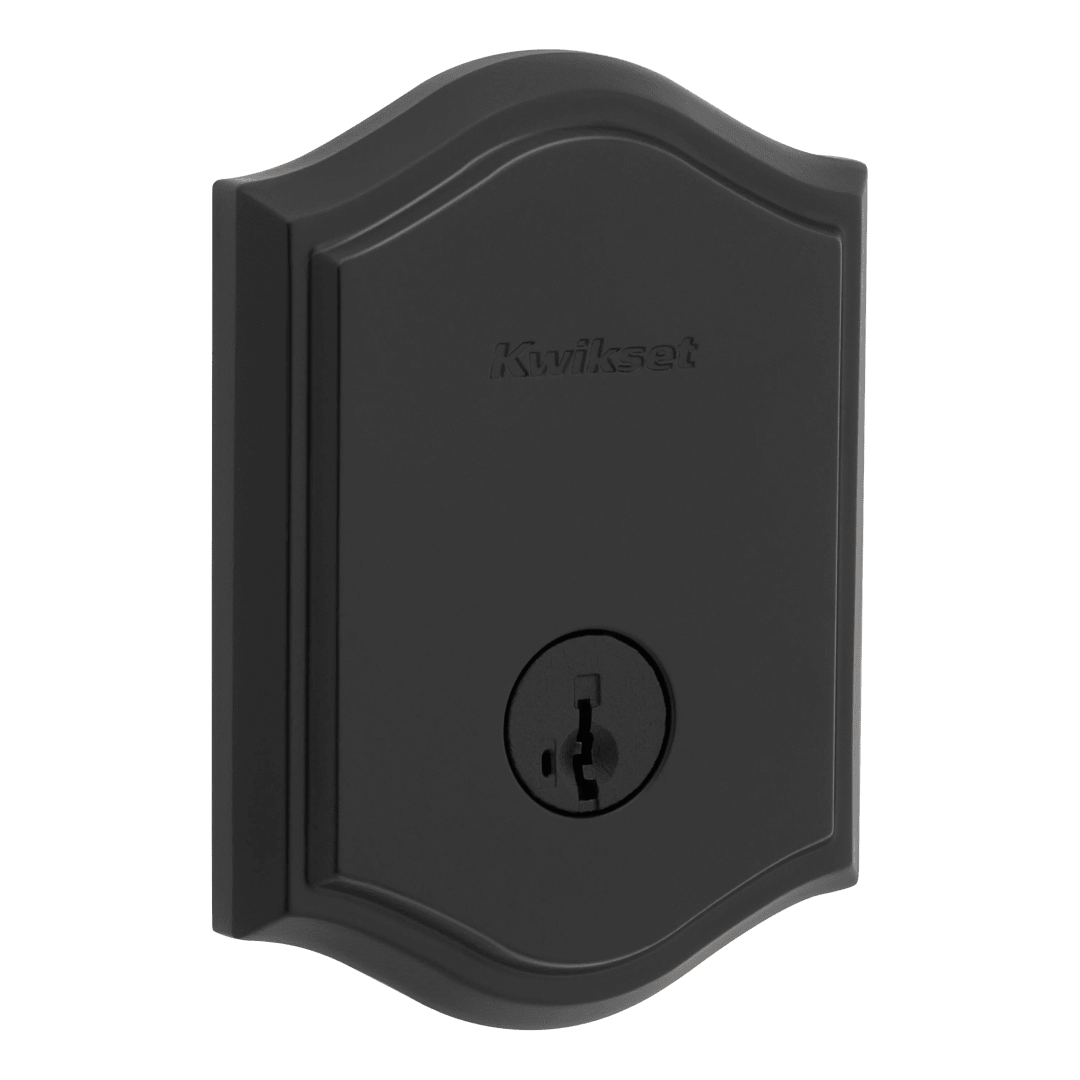 Capetown Single Cylinder Arched Door Deadbolt in Matte Black featuring SmartKey Security