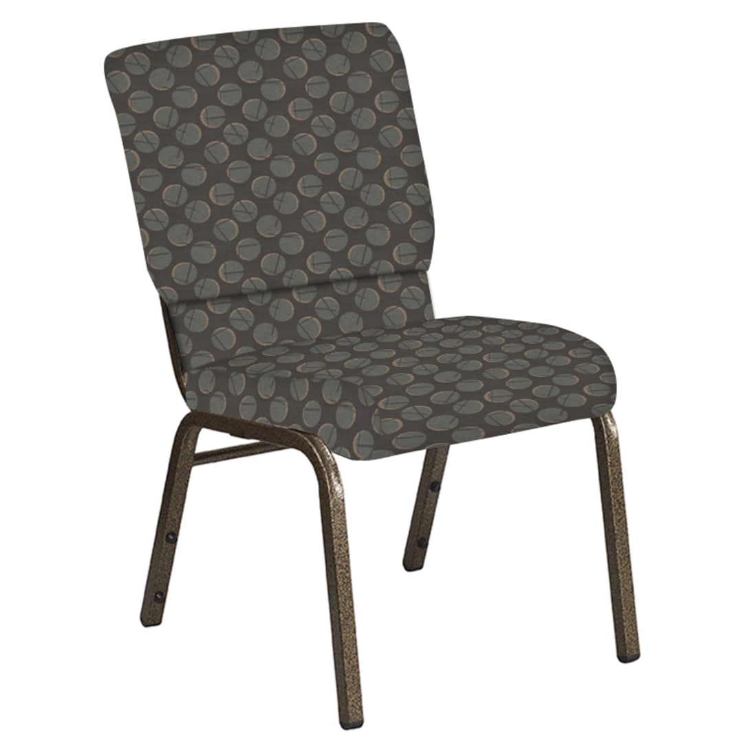 Embroidered 18.5''W Church Chair in Cirque Earth Fabric - Gold Vein Frame