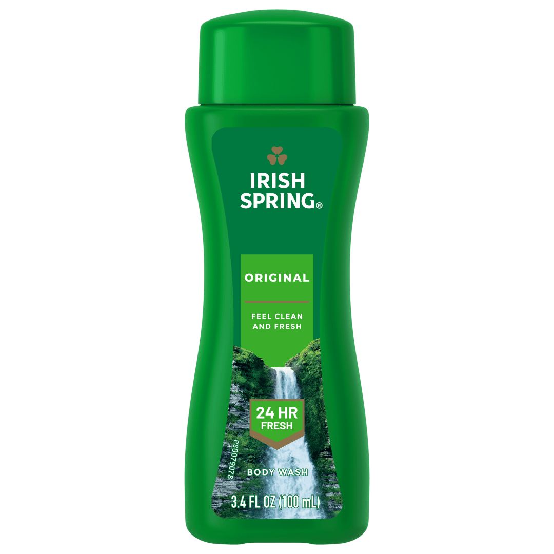 Irish Spring Original Moisturizing Body Wash for Men, 24-Hour Fresh, Face and Body Wash, Men’s Body Wash, Biodegradable Ingredients, Paraben Free, Cool Fresh Scent, 3.4 fl oz Bottle