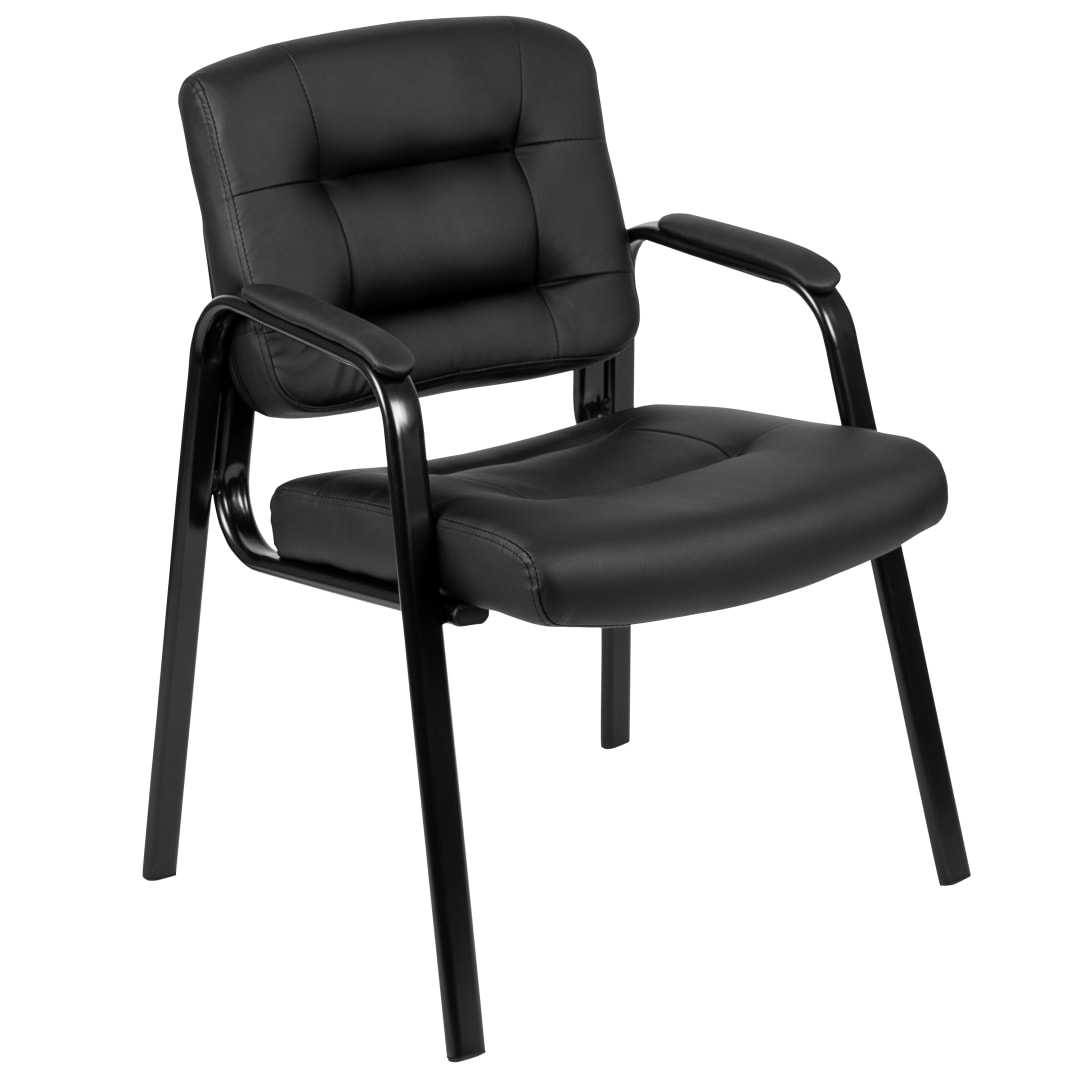 Darwin Flash Fundamentals Black LeatherSoft Executive Reception Chair with Black Metal Frame