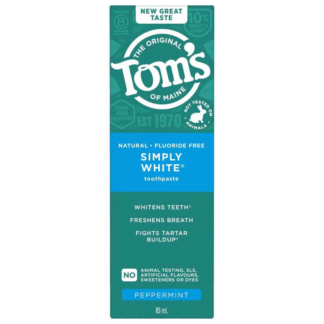 Tom’s of Maine Simply White Fluoride Free Toothpaste, Peppermint, 85mL