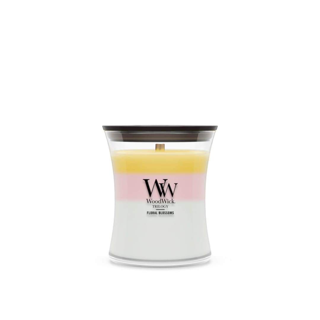 Woodwick Floral Blossoms Medium Hourglass Trilogy Candle