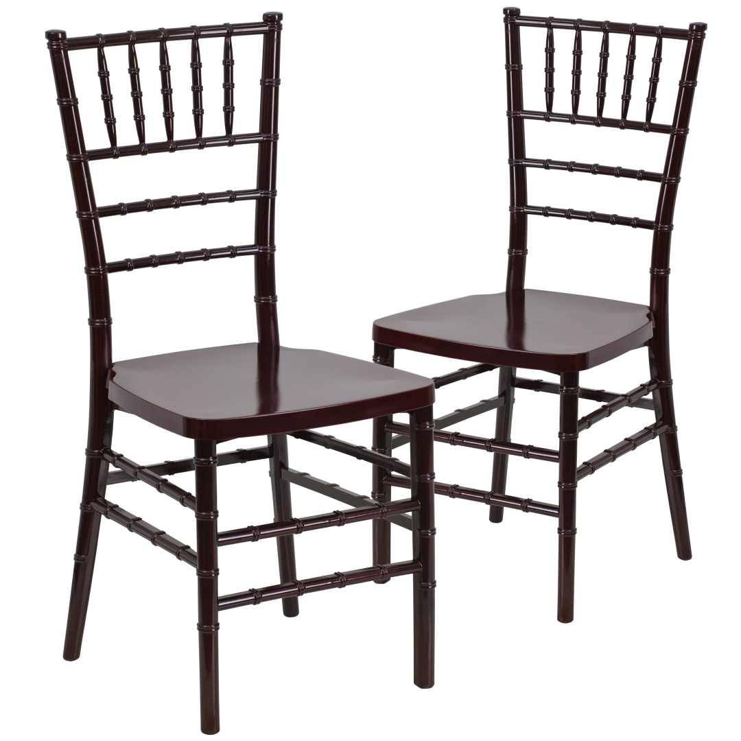 2 Pack HERCULES PREMIUM Series Mahogany Resin Stacking Chiavari Chair