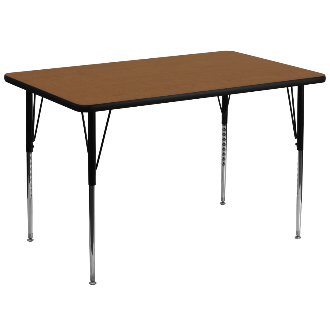 Wren 36''W x 72''L Rectangular Oak HP Laminate Activity Table - Standard Height Adjustable Legs