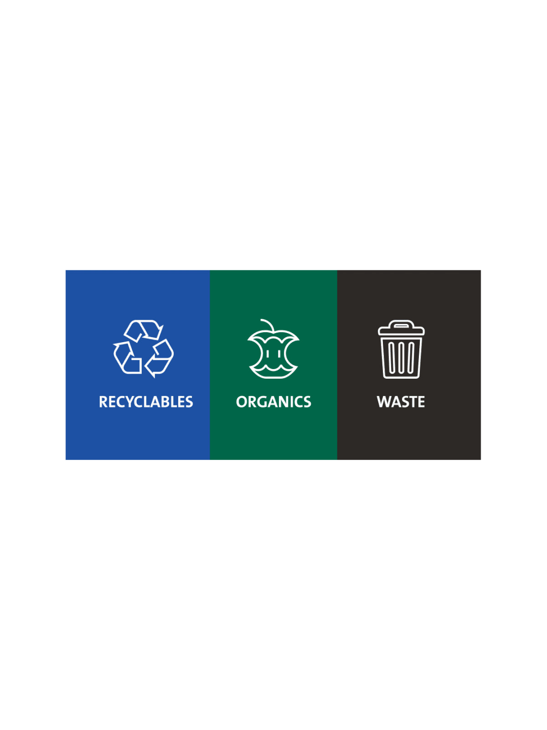  SESSANTA - Triple - Sign - Recyclables-Organics-Waste - Blue-Green-Black