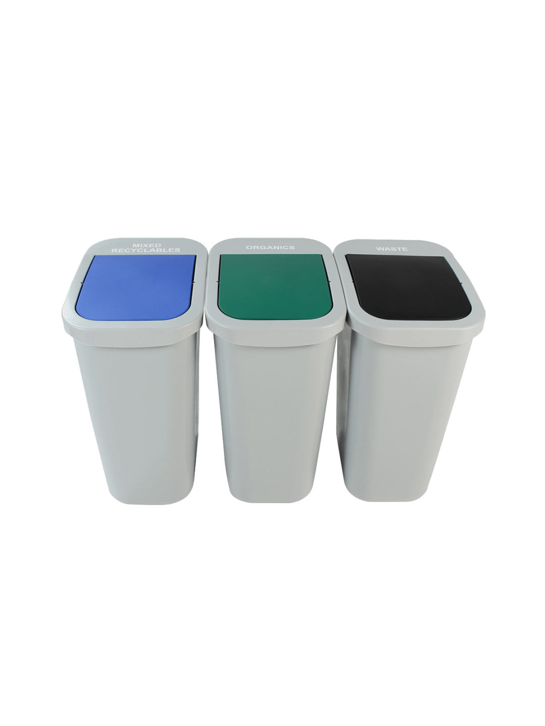  BILLI BOX - Triple - Kit - 10 G - Mixed Recyclables-Organics-Waste - Swing - Grey-Blue-Green-Black