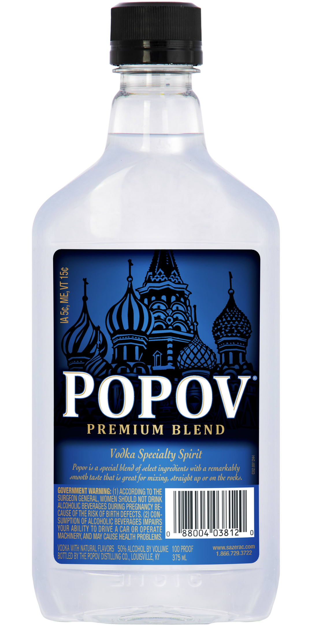Popov Vodka 375ml 100 Proof