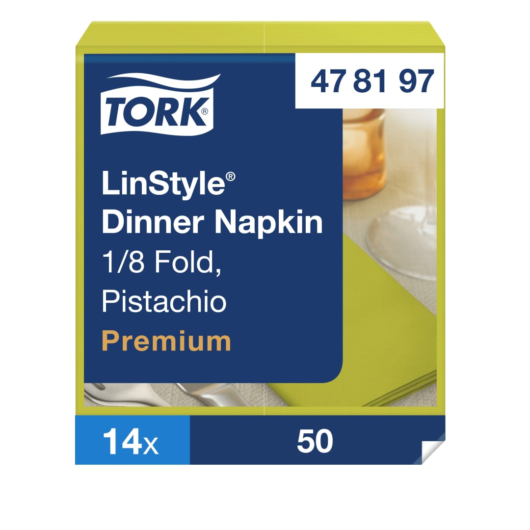 Tork Premium Linstyle® Pistachio Dinner Napkin 1/8 Folded