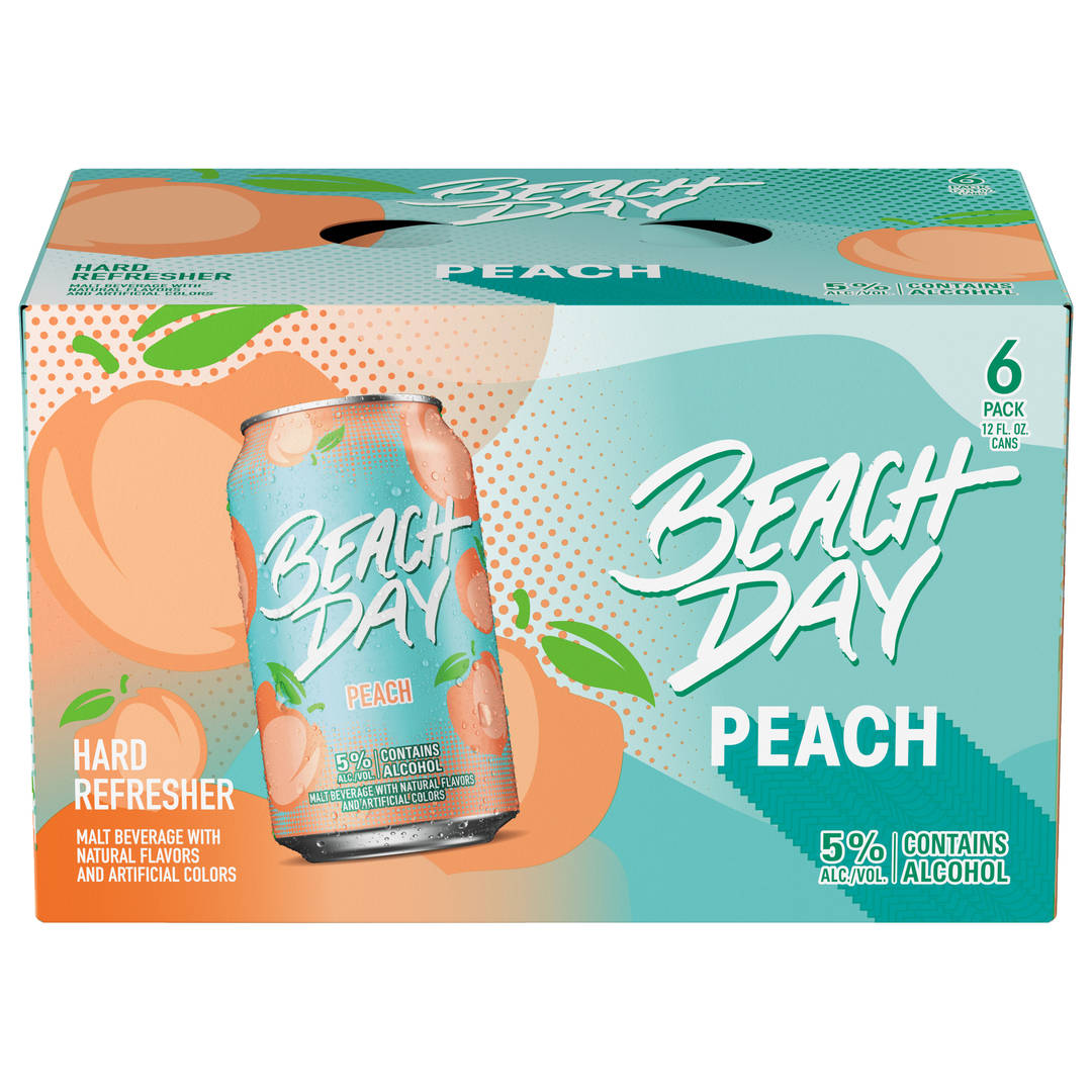 Beach Day Peach Malt Beverage 6 - 12 fl oz Cans
