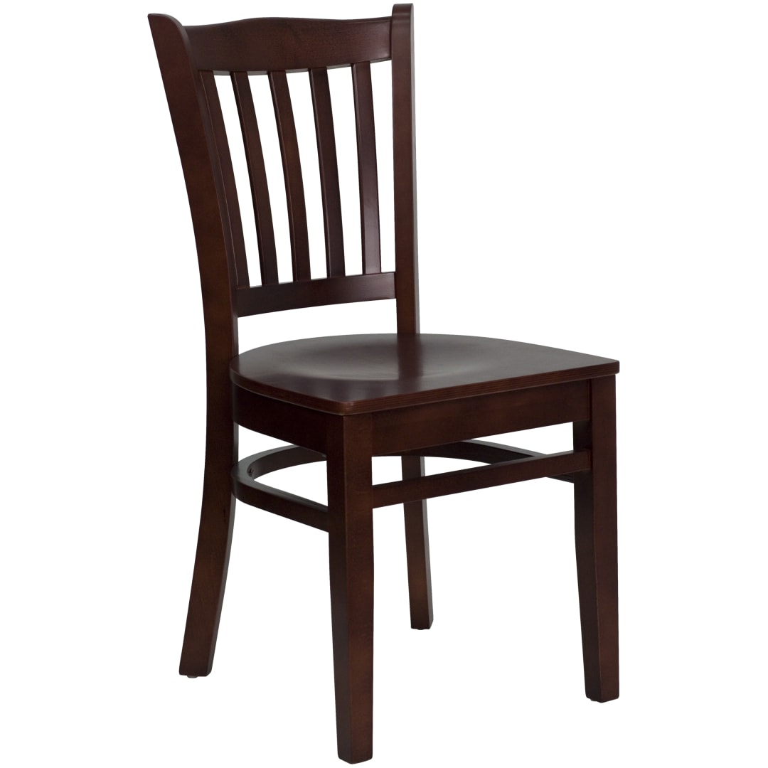 4 Pk. HERCULES Series Vertical Slat Back Mahogany Wood Restaurant Chair