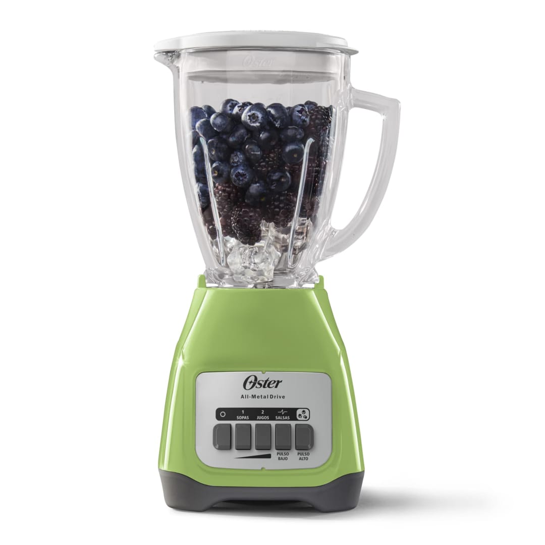 Oster® Licuadora, de 2 Velocidades más Pulso, con Vaso de Vidrio Boroclass®, de 1,5 L, Verde, BLSTKAG-KPB
