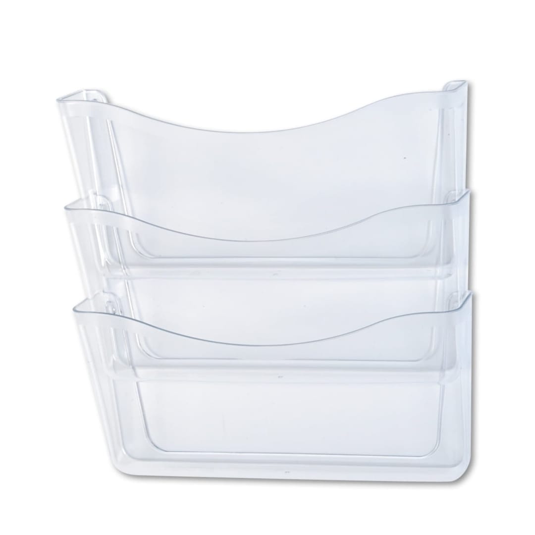 Rubbermaid® Unbreakable Expandable Three-Pocket Wall File Set, Clear (65976)