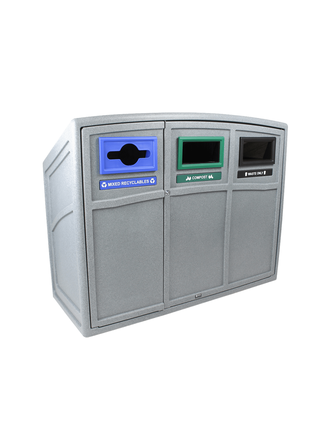  UPTOWN - Triple - Kit - Mixed Recyclables-Compost-Waste - Mixed-Full - Greystone