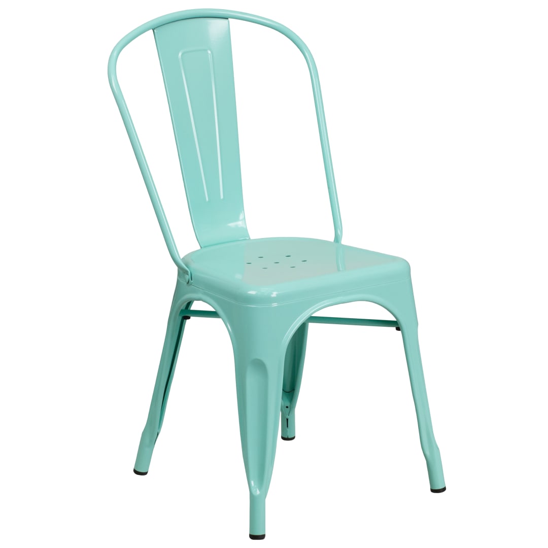 Tenley Commercial Grade Mint Green Metal Indoor-Outdoor Stackable Chair