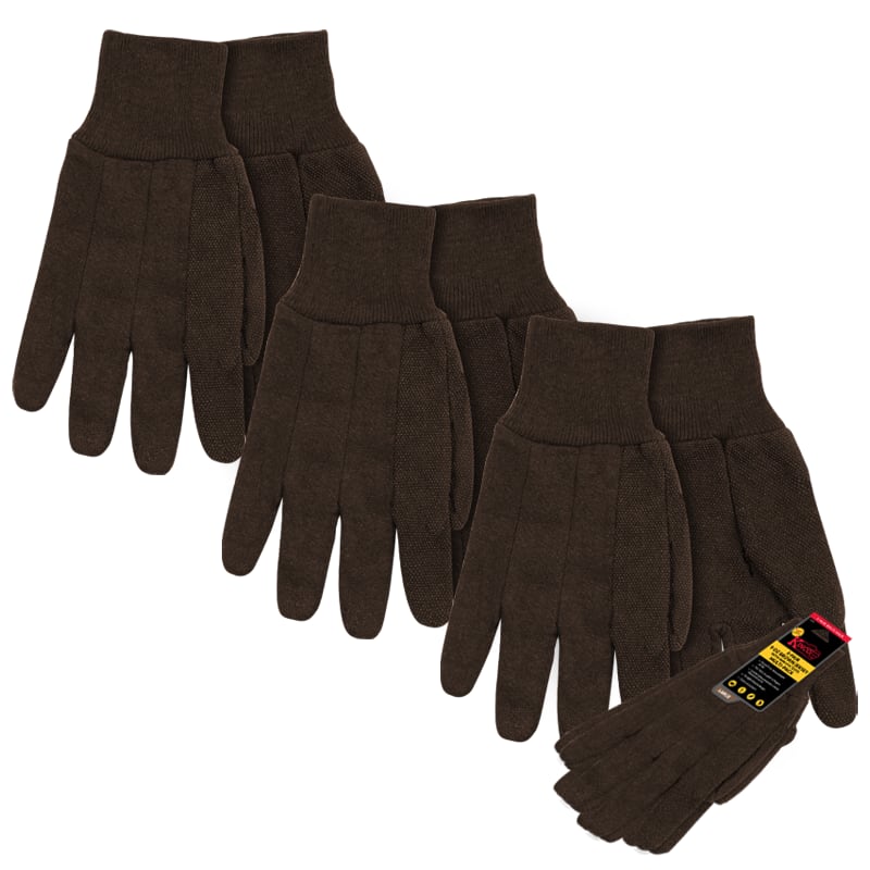 3-Pair 9 oz Brown Jersey with Mini PVC Dots Multi-Pack