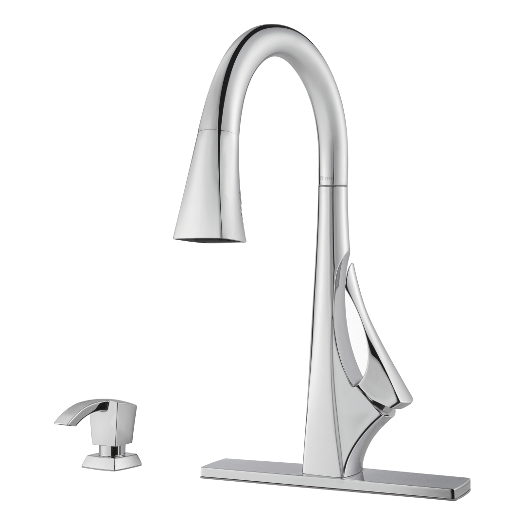 Venturi 1-Handle Pull-Down Kitchen Faucet with Soap Dispenser in Polished Chrome