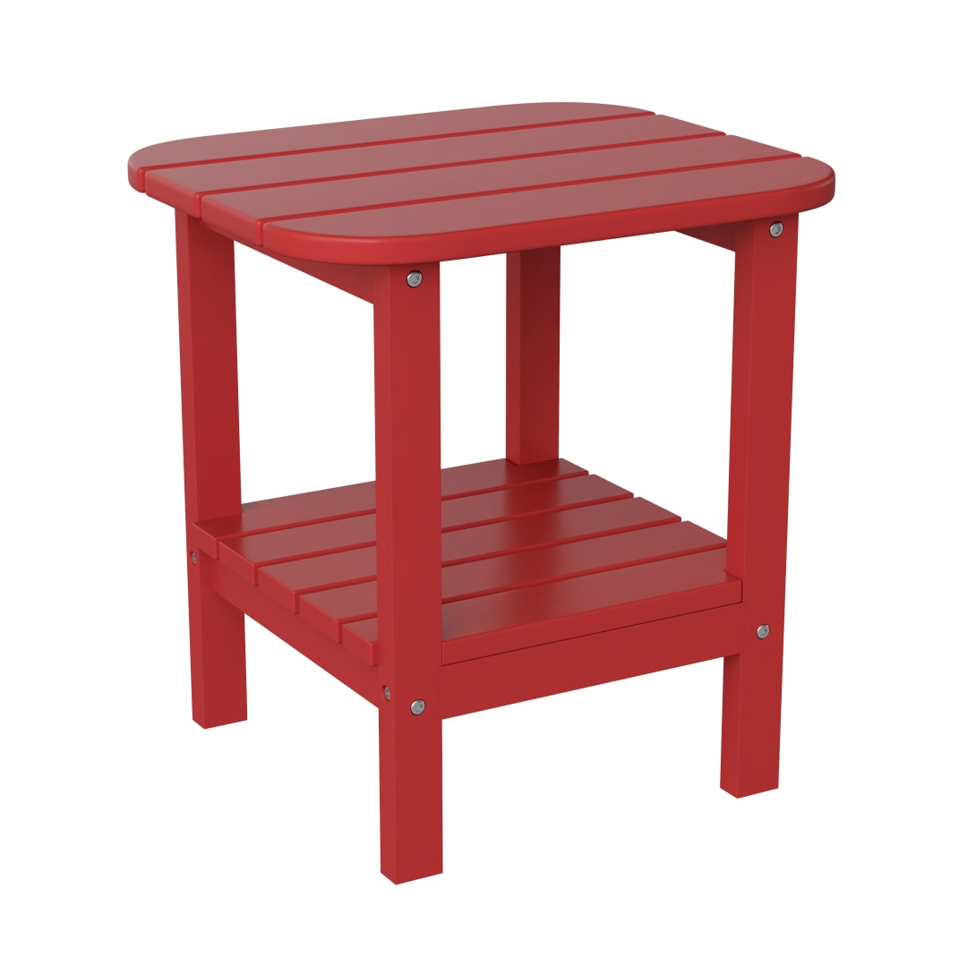 Newport HDPE 2-Tier Adirondack Side Table - All-Weather - Indoor/Outdoor Red