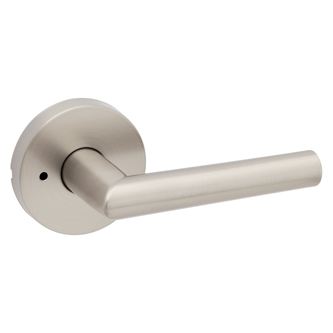 Milan Bed/Bath Lever w/ Round Rose in Satin Nickel