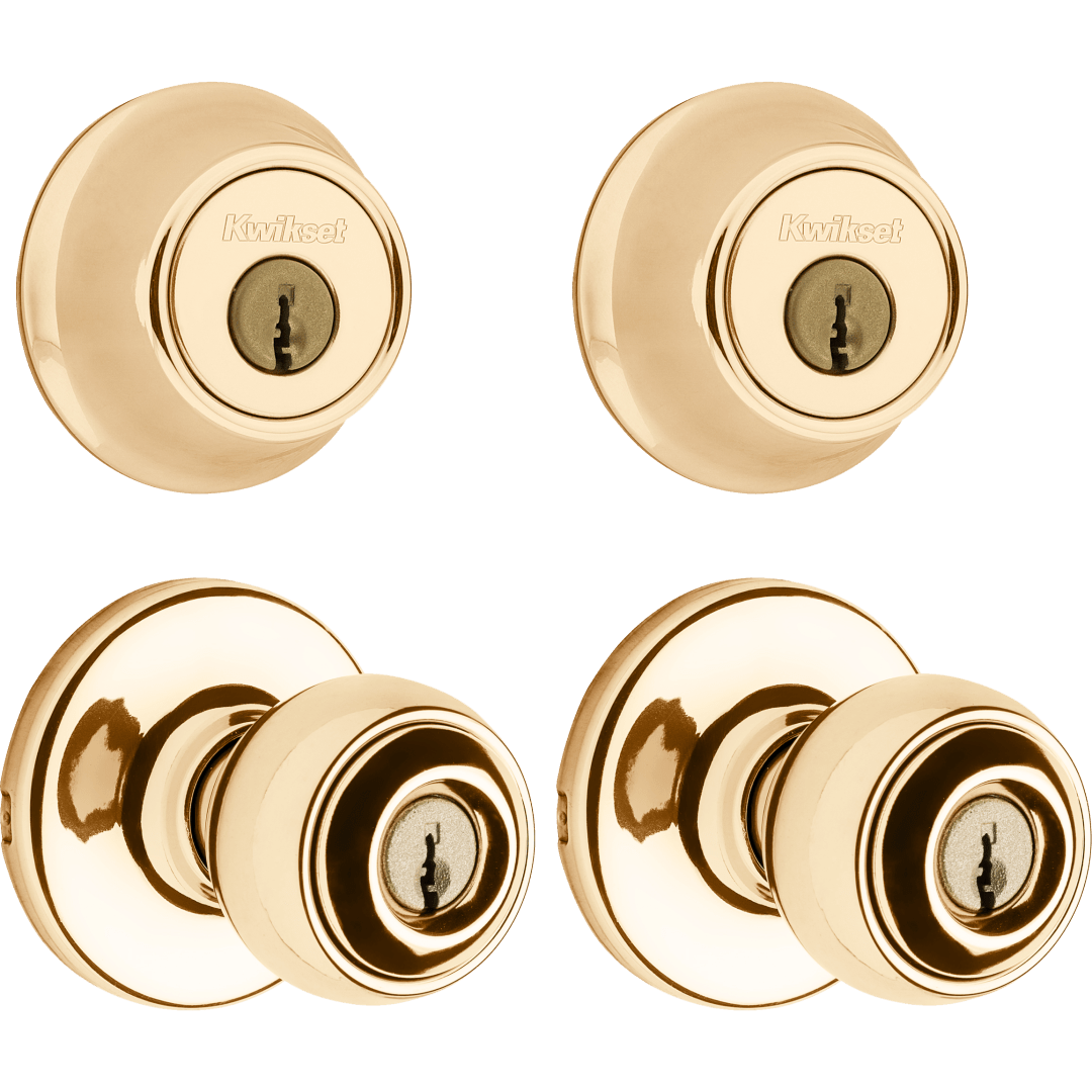 242 Polo Keyed Entry Knob and Single Cylinder Project Pack in Polished Brass