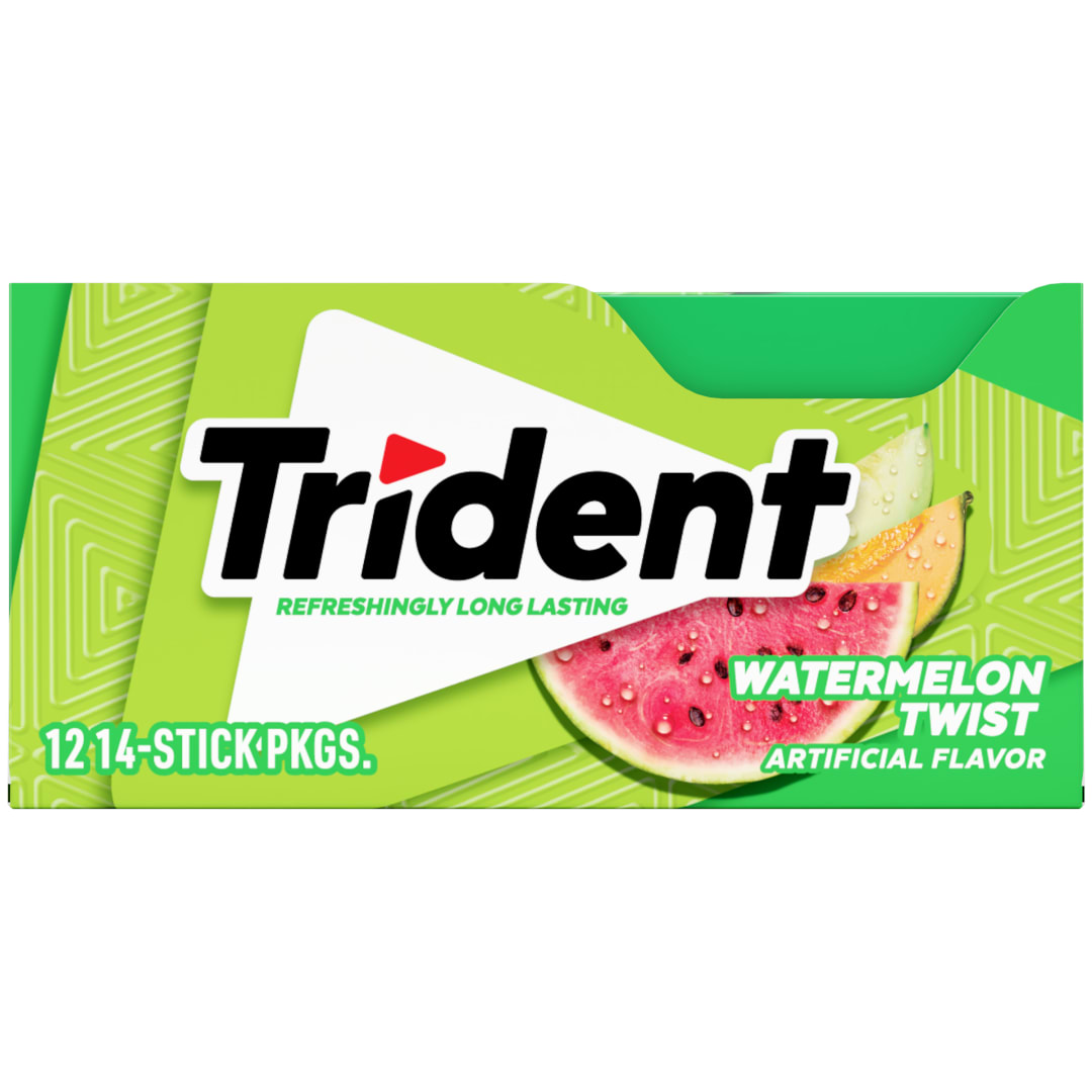 Trident Sugar Free Chewing Gum Watermelon Twist 14 pc Singles - 12 Pack