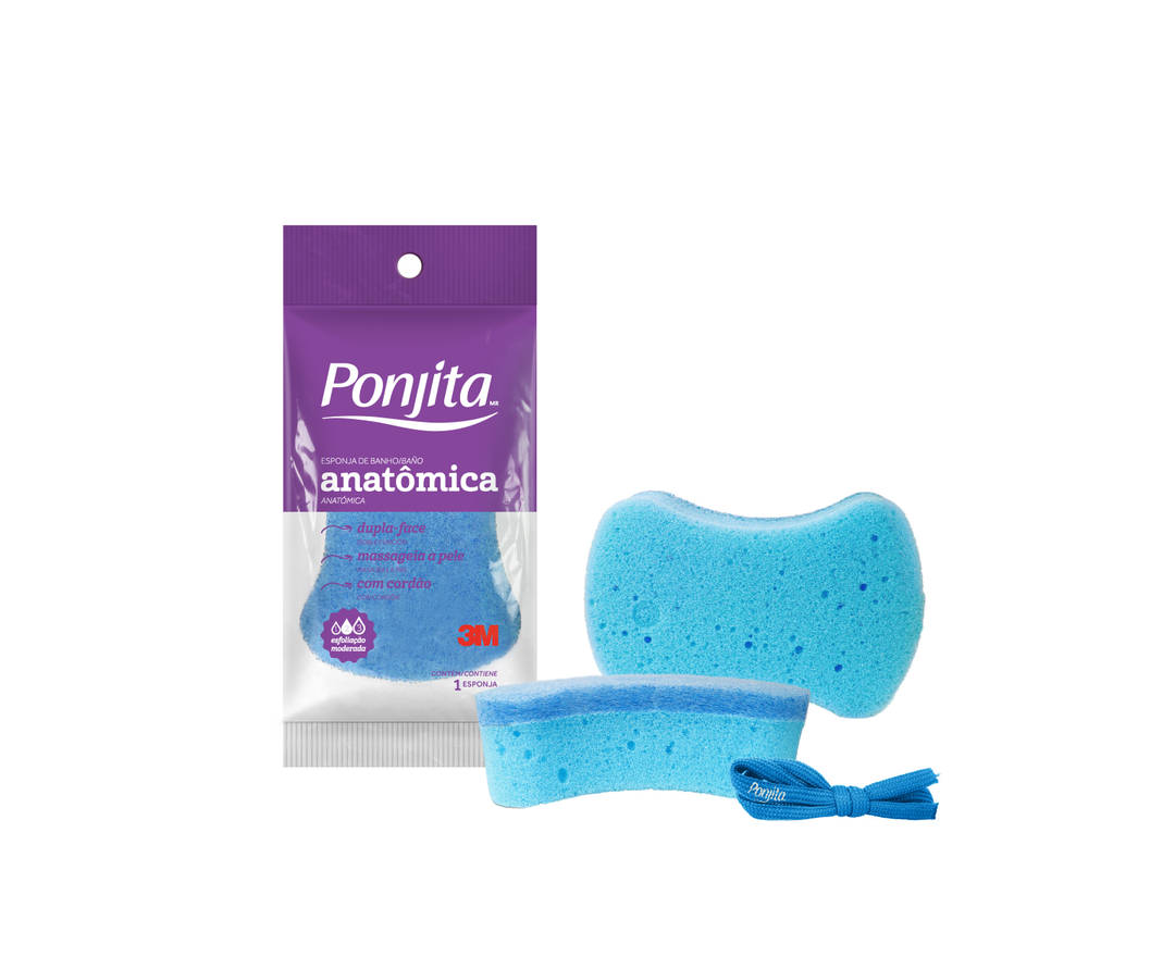 Esponja de Banho Anatômica Ponjita™ , Azul, 24 Unidades