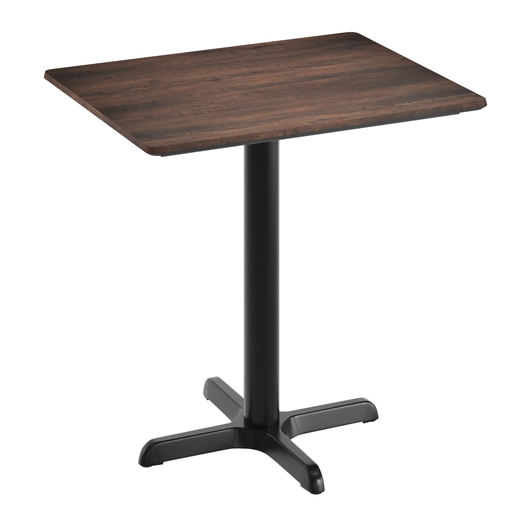 TopGuard 30" x 24" Tabletop, Seamless Surface Technology, Dark Brown with 22x22 Black Table Height X-Base, Moisture, Scratch, Heat, UV Resistant