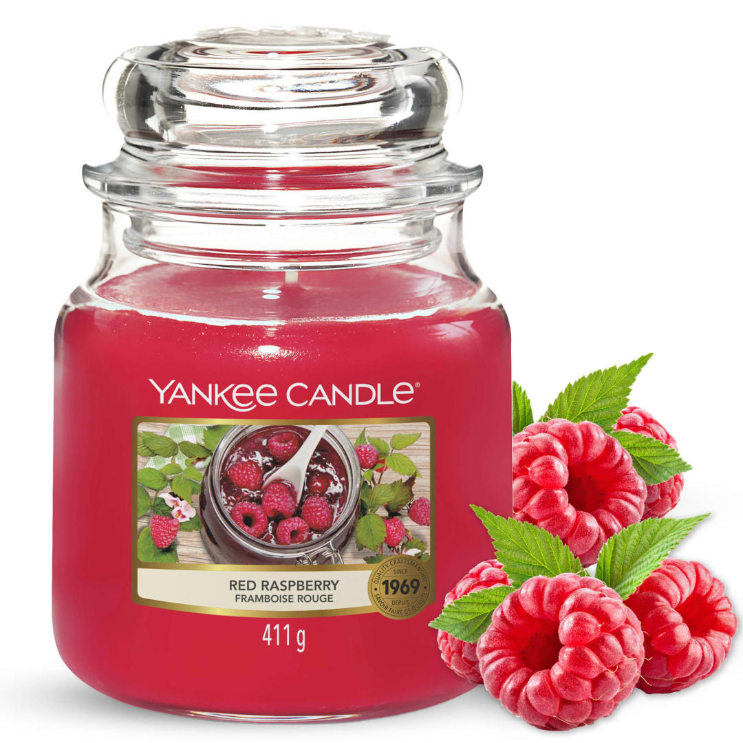 Yankee Candle® Scented Candle | Red Raspberry Medium Jar Candle| Long Burning Candles: up to 75 Hours | Gifts for Women
