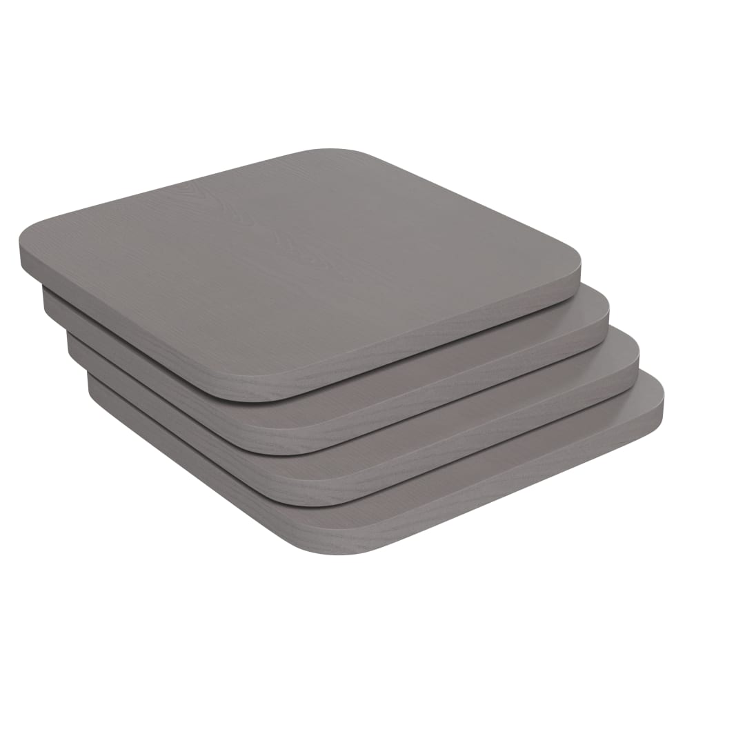 Perry Poly Resin Wood Square Seat with Rounded Edges for Colorful Metal Barstools in Gray