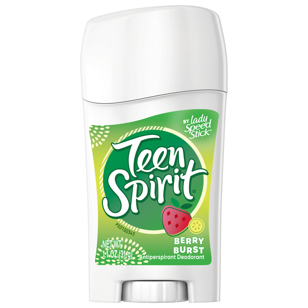 Teen Spirit by Lady Speed Stick Antiperspirant Deodorant for Women, 48 Hour Protection, Berry Burst Scent, 1.1 oz Deodorant Stick