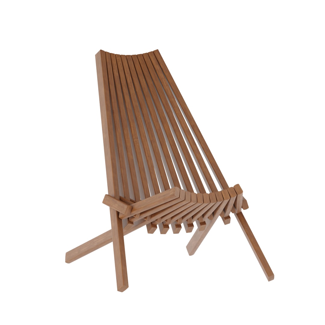 Delia Commercial Grade Indoor/Outdoor Folding Acacia Wood Chair, Low Profile Lounge for Patio, Porch, Garden, Brown