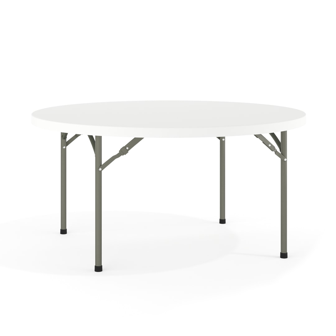 Elon 5-Foot Round Granite White Plastic Folding Table