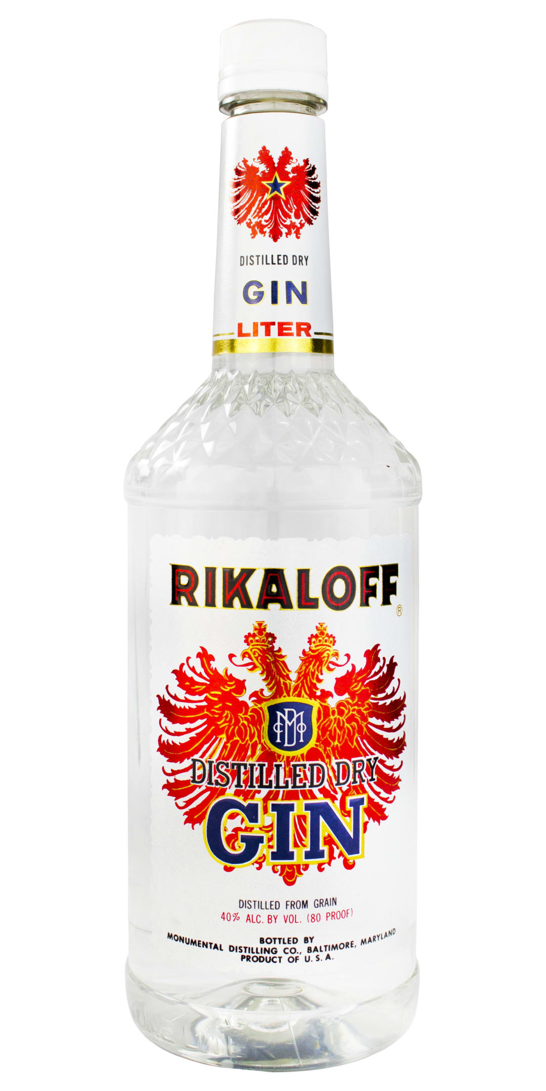 Rikaloff Distilled Dry Gin 1l Plastic Bottle 80 Proof