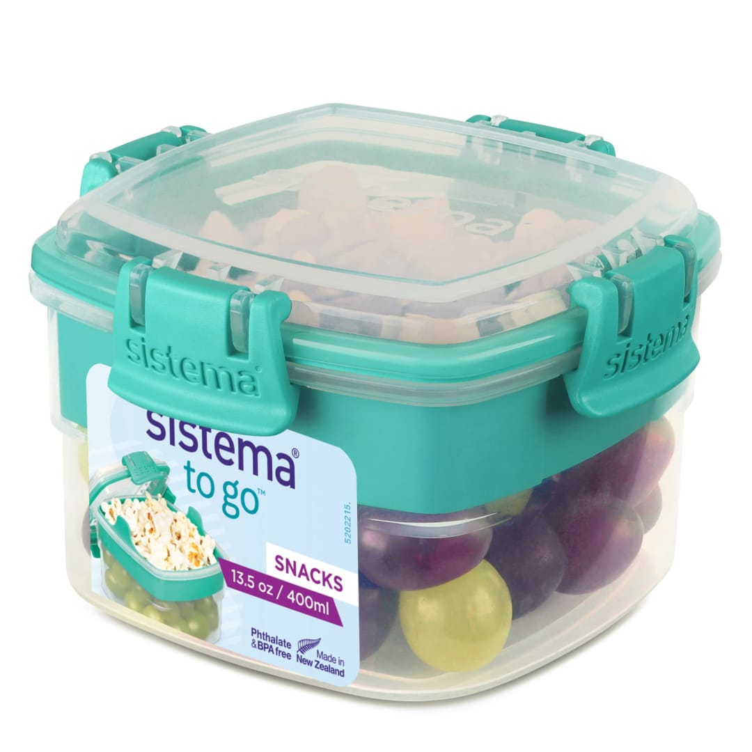 Sistema Snacks TO GO Food Storage Container | 400ml. | Small Snack Pot with Compartments | BPA-Free | Minty Teal [21320-53C]