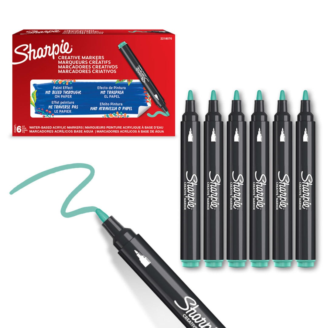 Sharpie Creative Marker, Water-Based Acrylic Marker, Bullet Tip, Lake Green, 1 Count