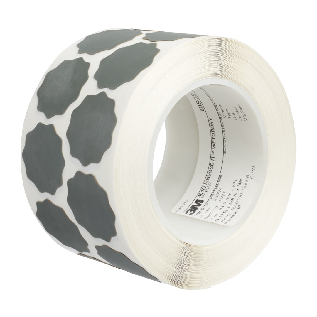 3M™ Wetordry™ Finesse-it™ Kâğıt Disk Rulo 401Q, 1-3/8 in × Deliksiz, 1200 Fistolu
