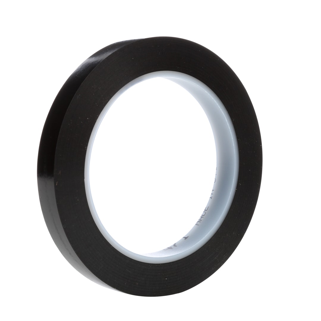 3M™ Vinil Bant 471 Siyah, 1/4 inç x 36 yd, kasa başına ayrı ayrı sarılmış 144 adet Rulo Uygun ambalajlı