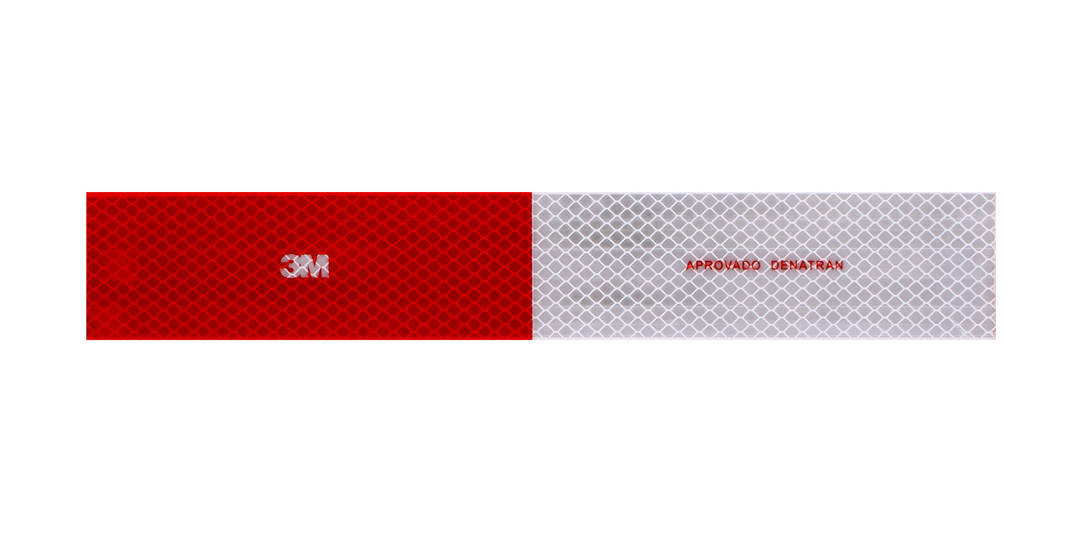 Kit Faixa Refletiva 3M™ Grau Diamante™ Conspicuity para Lateral e Traseira de Caminhões e Ônibus – Vermelha/Branca, 50 x 305 mm, 10 unidades