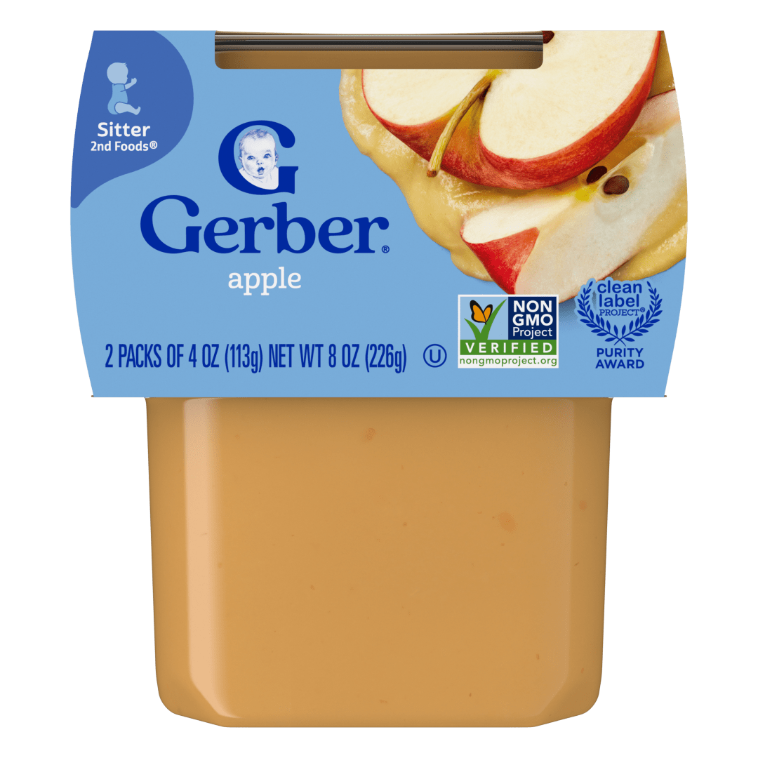 Gerber Stage 2 Baby Food, Apple Puree Tubs, Baby Puree