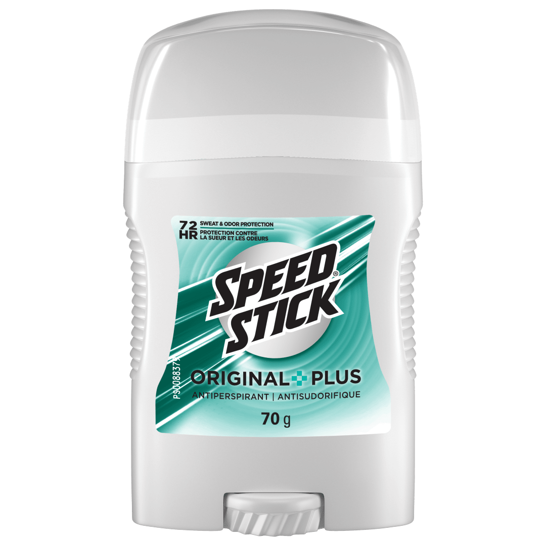 Déodorant antisudorifique Speed Stick pour hommes, protection de 72 heures contre les odeurs et la transpiration, Original Plus, bâton de 70 g