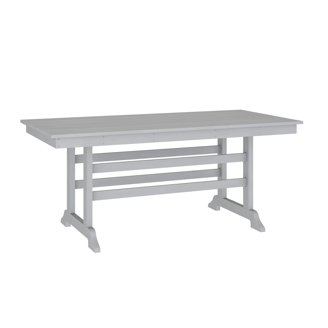 Abraham Commercial Grade Indoor/Outdoor 72" Rectangle Recycled HDPE Adirondack Dining Table for 6 in Gray